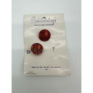 Costumakers Buttons Women Vintage Red Pattern 1090‎ West Germany Size 30
